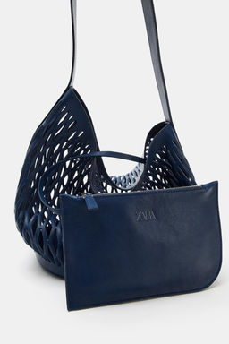 BOLSO PIEL TROQUELADO / Azul Marino - Zara фото 7