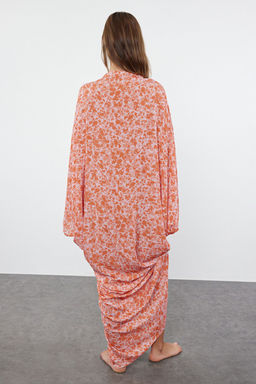 TRENDYOLMILLA Soyut Desenli Genis Kal?p Maxi Dokuma Buzgulu Plaj Elbisesi TBESS23EL00274  фото 14