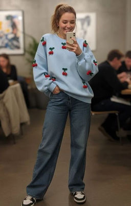 Свитшот с начёсом и вязаными вишенками SNV001