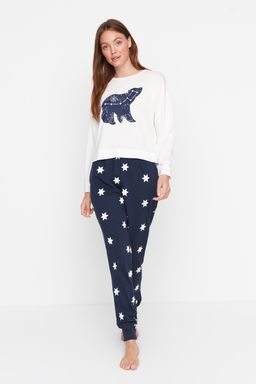 Trendyolmilla Cok Renkli %100 Pamuklu Y?ld?z Desenli Orme Pijama Tak?m? THMAW21PT0241  фото 6
