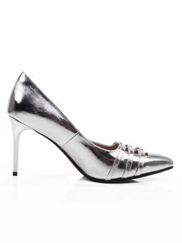 06-H57A-66C GREY/SILVER Туфли женские "Лодочки" (натуральная кожа)