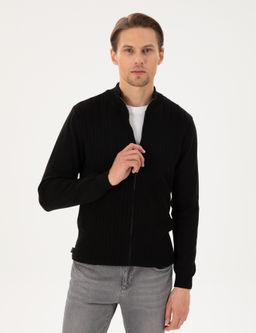 Siyah Slim Fit Fermuarl_ Triko H_rka - Pierre cardin фото 3
