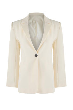 Limited Edition K?r?k Beyaz Fitted/Vucuda Oturan Dokuma Blazer Ceket TWOSS26BC00021