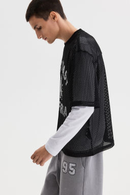 Camiseta de malla con estampado Oversized Fit - H&m фото 8