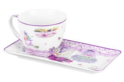 Чашка 250 мл с блюдцем для десерта 20,5*10,5*2 см Лаванда NEW BONE CHINA - Elan gallery фото 6