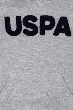 U. S. Polo Assn / Детская серая меланжевая базовая толстовка с капюшоном - U.s. polo assn фото 9