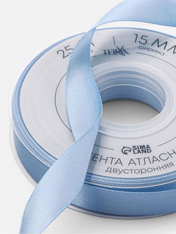 Лента атласная TEIRA, двухсторонняя, 15 мм, 25±1 м, светло-голубая №332