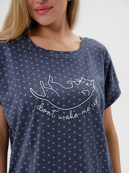 Ночная сорочка из кулирки Котик синий меланж - Амадэль фото 11