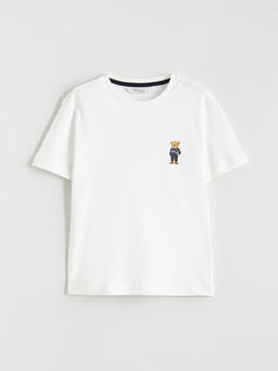 Bisiklet Yaka Ay? Teddy Bask?l? Erkek ?ocuk Ti??rt