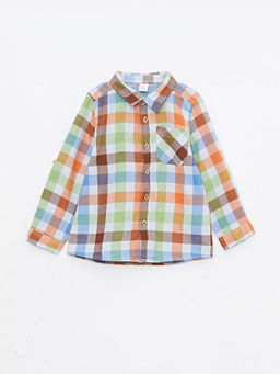 Uzun Kollu Ekose Desenli Pamuklu Erkek Bebek G?mlek