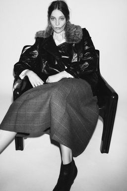 CHECK SKIRT WITH WOOL ZW COLLECTION - Zara фото 5