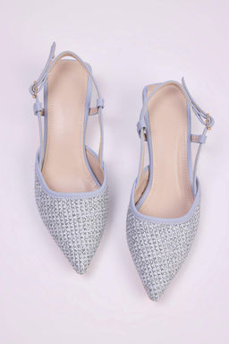 Bebek Mavi Orgu Detayl? Arkas? Ac?k Kad?n Kitten Topuklu Ayakkab? TAKSS25TO00039