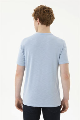 Мужская голубая базовая футболка - U.s. polo assn фото 5