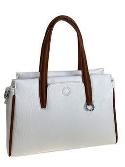 Женская сумка из искусственной кожи, цвет белый с коричневым - Greta фото 2