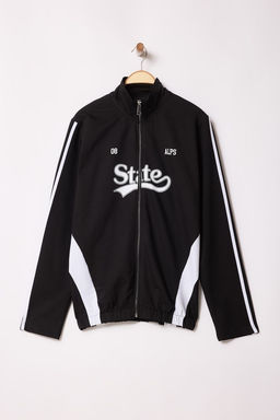 TRENDYOL MAN Siyah Regular/Normal Kesim Fermuarl? Serit Detayl? Sweatshirt TMNSS25SW00005