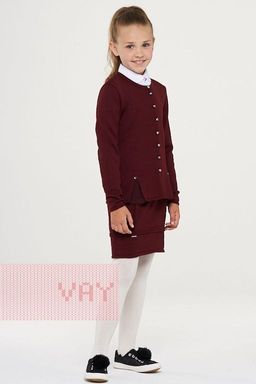 Жакет для девочек 183-7109. 950 бордо/метанит черный