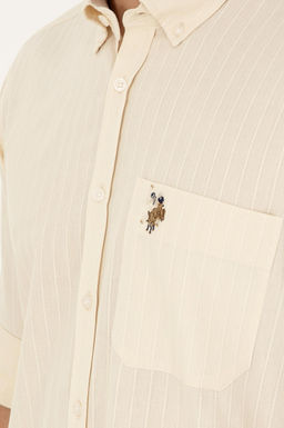 Мужская рубашка с длинным рукавом цвета экрю Неожиданная скидка в корзине - U.s. polo assn фото 7