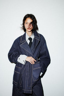 TRF DENIM SHORT TRENCH COAT