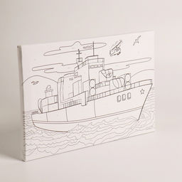 Картина по номерам для детей «Военный корабль», 20×30 см