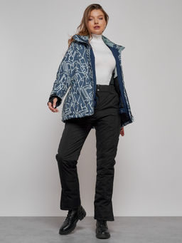 Горнолыжная куртка женская зимняя большого размера темно-серого цвета 2270-1TC - Chunmai фото 14