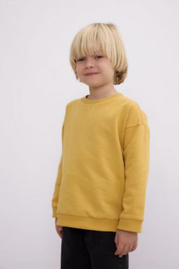 Erkek Bebek Bisiklet Yaka Ici Yumusak Tuylu Basic Duz Sweatshirt