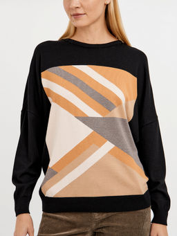 джемпер женский из вискозы в черном цвете с ярким принтом - Glenfield фото 4