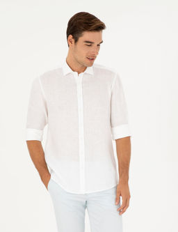 Beyaz Keten Regular Fit G_mlek