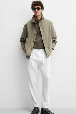 COTTON/LINEN RELAXED FIT TROUSERS - Zara фото 14