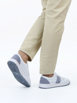 03-YA345-1 WHITE/BLUE Полуботинки спортивные женские (натуральная кожа, натуральная замша)