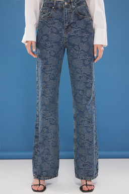 Mavi Jakarl? Yuksek Bel Wide Leg Jeans TWOSS25JE00199 - Trendyolmilla фото 3