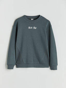 Bisiklet Yaka Bask?l? Erkek ?ocuk Sweatshirt