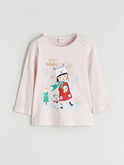 Bisiklet Yaka Uzun Kollu Bask?l? K?z ?ocuk P?jama ?st