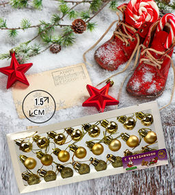 Новогоднее украшение шарики 1,5см, упаковка 24шт, пвх - Family фото 2