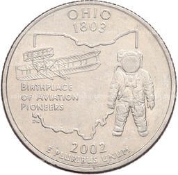 Монета 1/4 доллара (25 центов) 2002 года D США Штаты и территории  Огайо