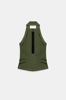 CUERPO HALTER BOTONES ESPALDA DESCUBIERTA / Khaki oscuro - Zara фото 7