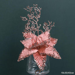 Цветок декоративный Пуансеттия розовая / P14 /уп 480/Новый год