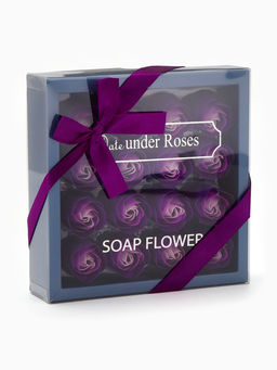 Набор мыльных роз в коробке 16 штук, фиолетово-белые - SB BEAUTY фото 5