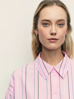 Рубашка в полоску из хлопка / Zarina фото 6