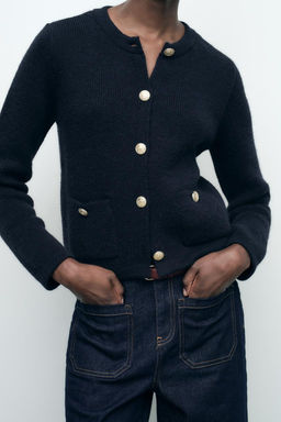 KNIT CARDIGAN WITH GOLDEN BUTTONS - Zara фото 6