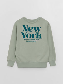 Rahat Kal?p Bisiklet Yaka Bask?l? Erkek ?ocuk Sweatshirt - Waikiki фото 3