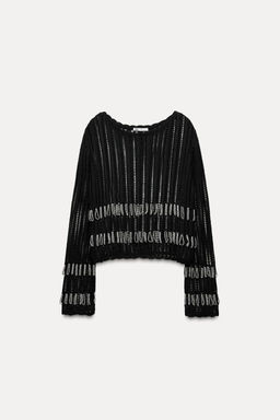 MESH JERSEY TOP WITH BEADING - Zara фото 7
