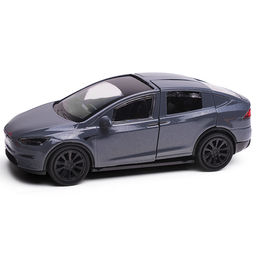 Машина металл. Tesla model x plaid 12 см, двери, серебр, в коробке