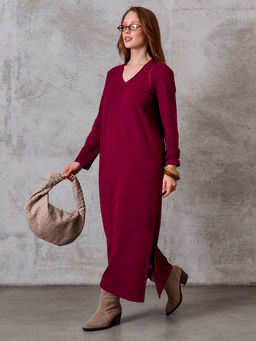 Платье женское с длинным рукавом Марсала