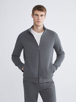 Dik Yaka Uzun Kollu Erkek Fermuarl? Sweatshirt