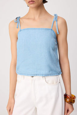 A__k Mavi %100 Tencel Ask_l_ Denim Bluz TWOSS26BZ00934