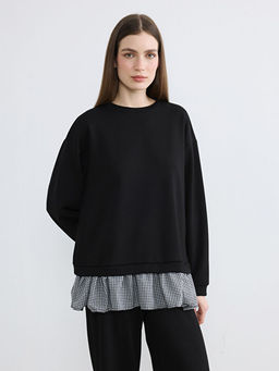 Bisiklet Yaka Ekose Kad?n Sweatshirt Tunik