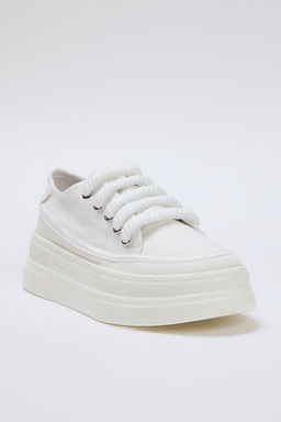 Trendyol Shoes Siyah Kanvas Bagc?kl? Yuksek Taban Kad?n Retro Spor Ayakkab? TAKSS25SN00010 - Trendyolmilla фото 7