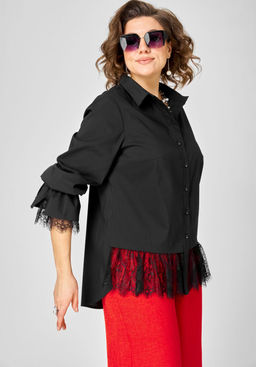 Блуза EVA GRANT 5002 черный с кружевом