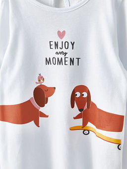 Bisiklet Yaka Uzun Kollu Bask?l? K?z Bebek Ti??rt - Waikiki фото 2