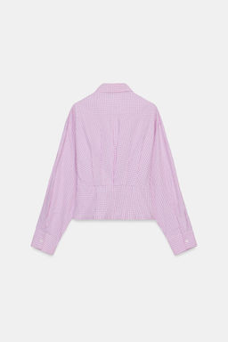 CAMISA CUADROS PINZAS ESPALDA / Rosa / Blanco - Zara фото 7